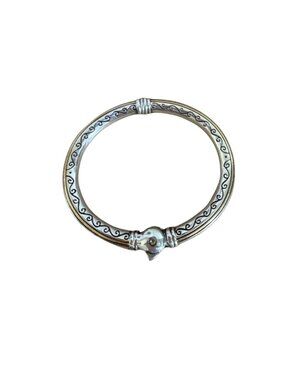 Brighton Silver Tone Hinged Bangle Bracelet Scroll Design Classic